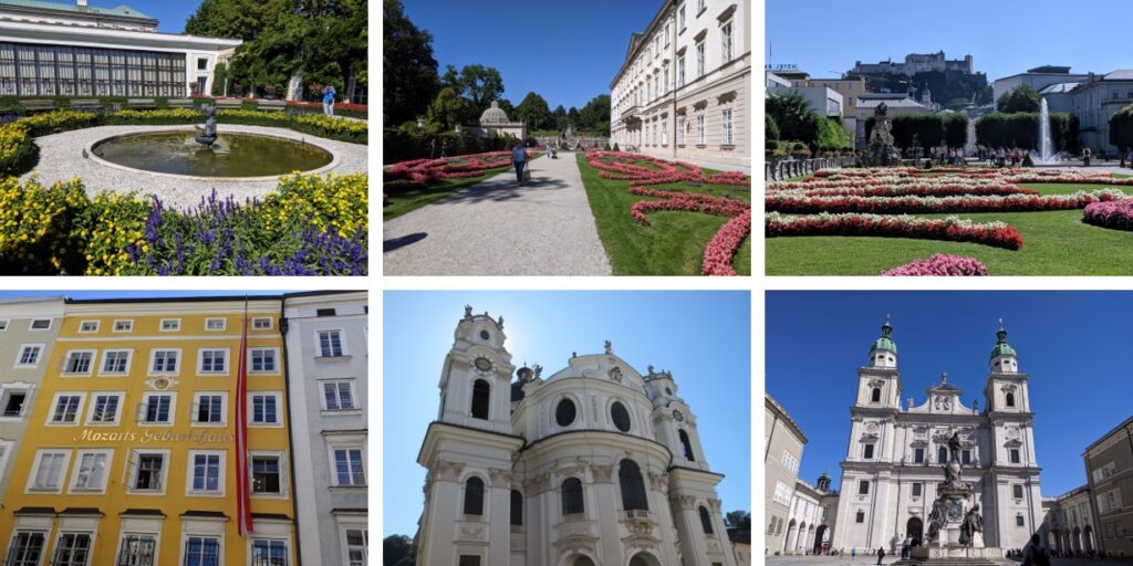 Mirabell Palace and gardens, Mozart house, Kollengienkirche & Cathedral. 