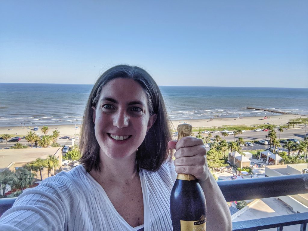 Our welcome amenity - a bottle of bubbles to enjoy on our balcony