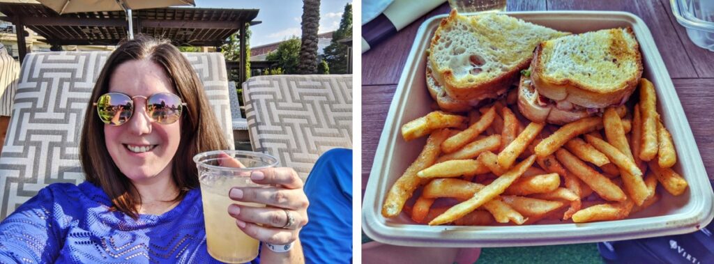 Enjoying cocktails and lobster grilled cheese at the La Cantera Resort pool