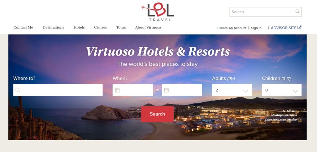 Search for luxury hotels and resorts