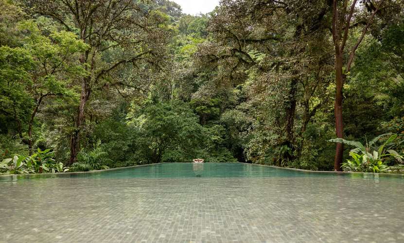 Infinity swimming pool at Pacuare Lodge